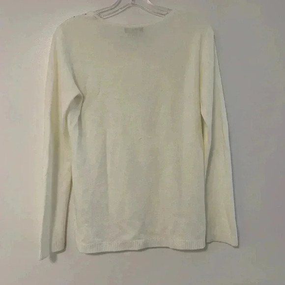 Laura Scott White Knit Bedazzled Sweater - Picture 4 of 4